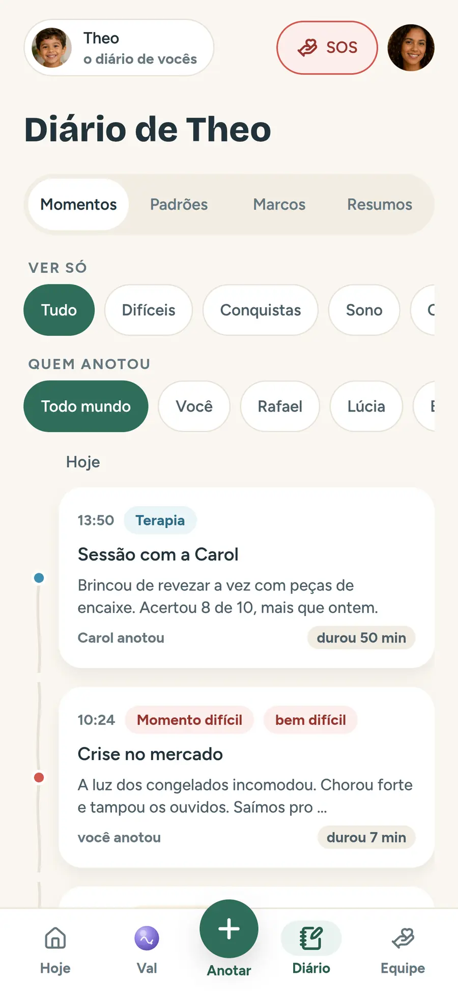 Diário de Theo: a linha do tempo dos momentos anotados pela família